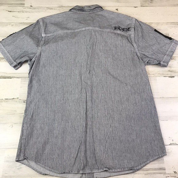 Harley-Davidson Gray Striped Casual Button Down Shirt - Picture 11 of 12
